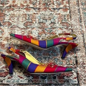J.Renee Colorful Striped Slingback Heels